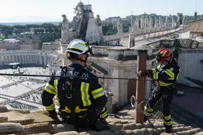 The Vatican installs chimney to signal the selection of the next pope